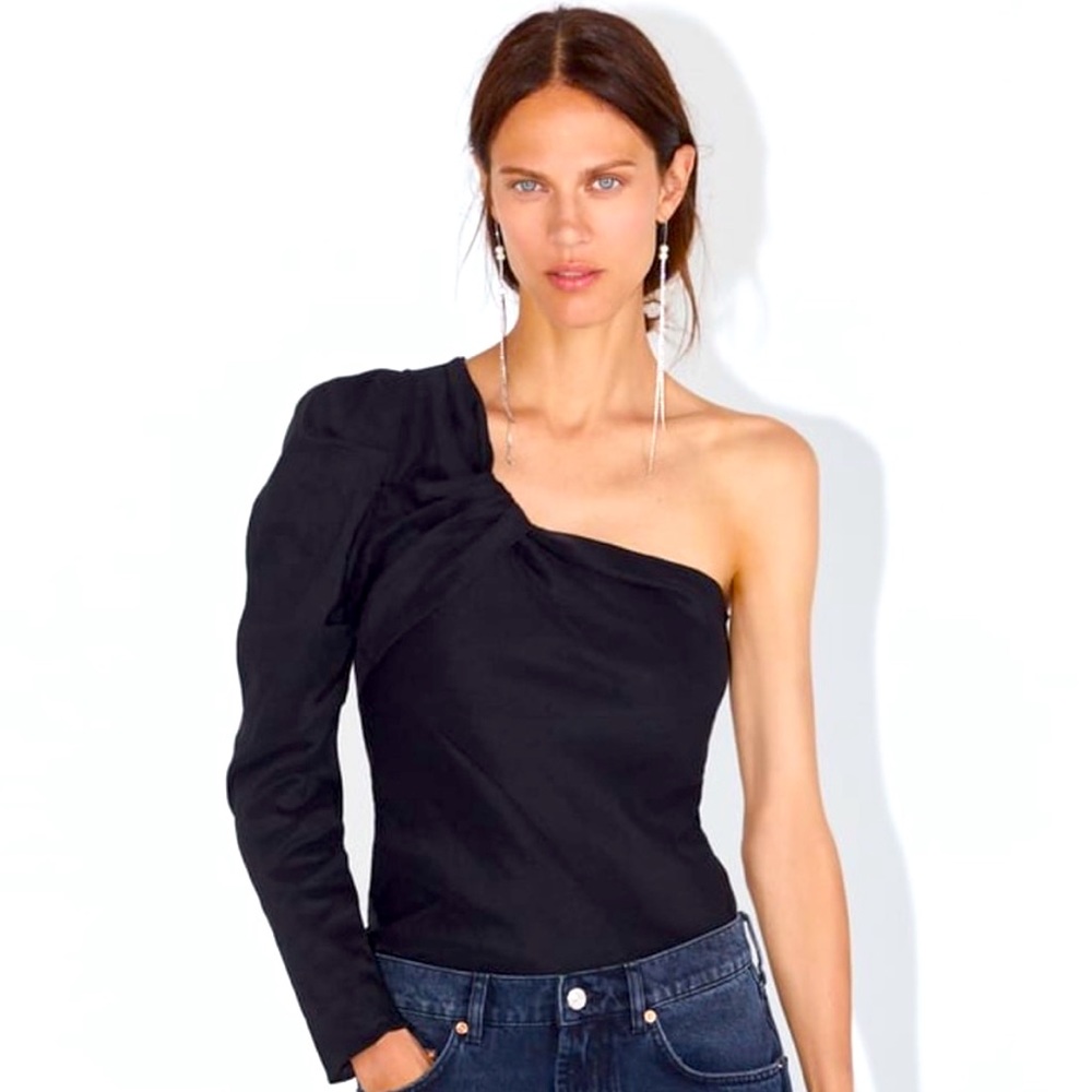 Zara Black One Shoulder Top